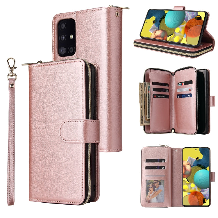 For Samsung Galaxy A52 5G Zipper Wallet Bag Horizontal Flip PU Leather Case with Holder & 9 Card Slots & Wallet & Lanyard & Photo Frame