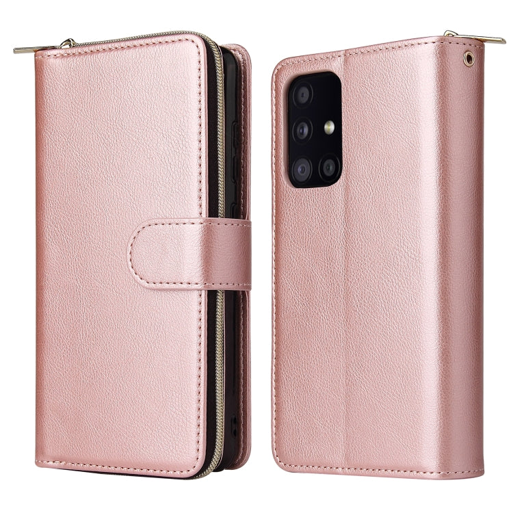 For Samsung Galaxy A52 5G Zipper Wallet Bag Horizontal Flip PU Leather Case with Holder & 9 Card Slots & Wallet & Lanyard & Photo Frame