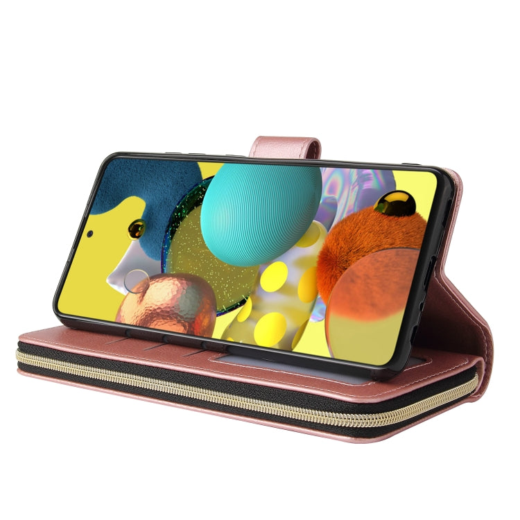 For Samsung Galaxy A52 5G Zipper Wallet Bag Horizontal Flip PU Leather Case with Holder & 9 Card Slots & Wallet & Lanyard & Photo Frame