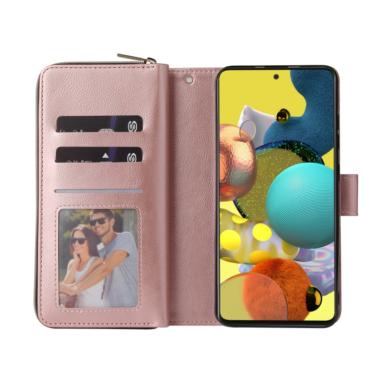 For Samsung Galaxy A52 5G Zipper Wallet Bag Horizontal Flip PU Leather Case with Holder & 9 Card Slots & Wallet & Lanyard & Photo Frame