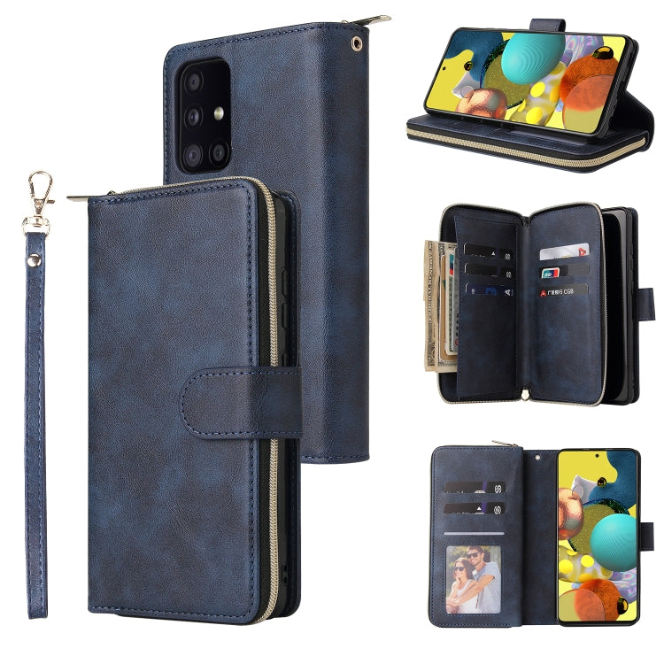 For Samsung Galaxy A52 5G Zipper Wallet Bag Horizontal Flip PU Leather Case with Holder & 9 Card Slots & Wallet & Lanyard & Photo Frame