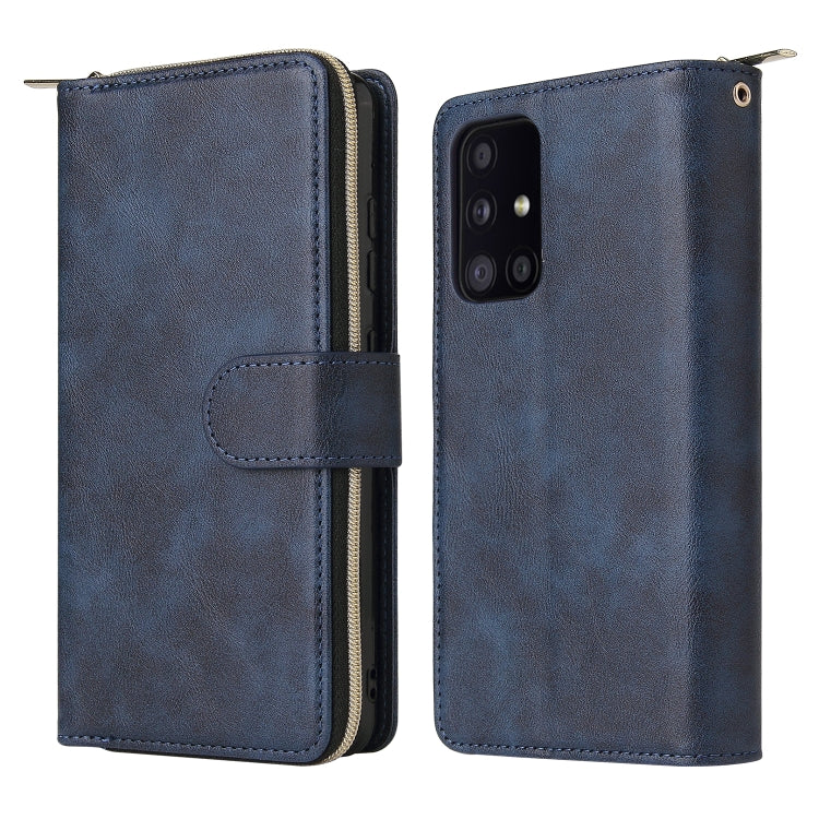 For Samsung Galaxy A52 5G Zipper Wallet Bag Horizontal Flip PU Leather Case with Holder & 9 Card Slots & Wallet & Lanyard & Photo Frame