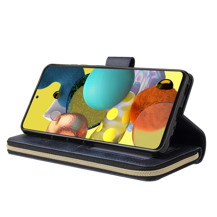 For Samsung Galaxy A52 5G Zipper Wallet Bag Horizontal Flip PU Leather Case with Holder & 9 Card Slots & Wallet & Lanyard & Photo Frame