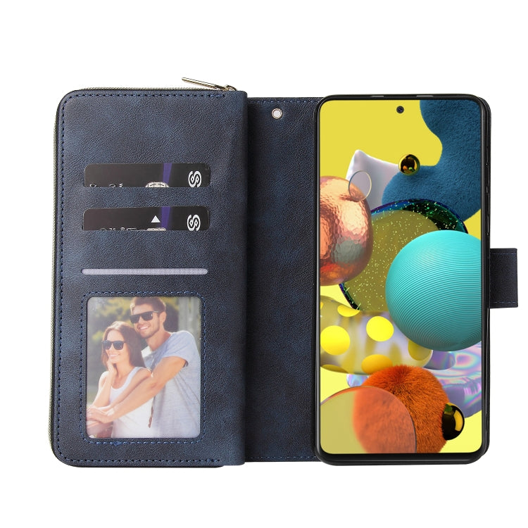 For Samsung Galaxy A52 5G Zipper Wallet Bag Horizontal Flip PU Leather Case with Holder & 9 Card Slots & Wallet & Lanyard & Photo Frame
