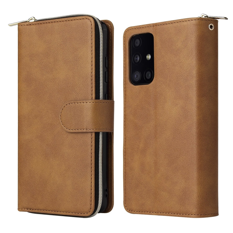 For Samsung Galaxy A52 5G Zipper Wallet Bag Horizontal Flip PU Leather Case with Holder & 9 Card Slots & Wallet & Lanyard & Photo Frame