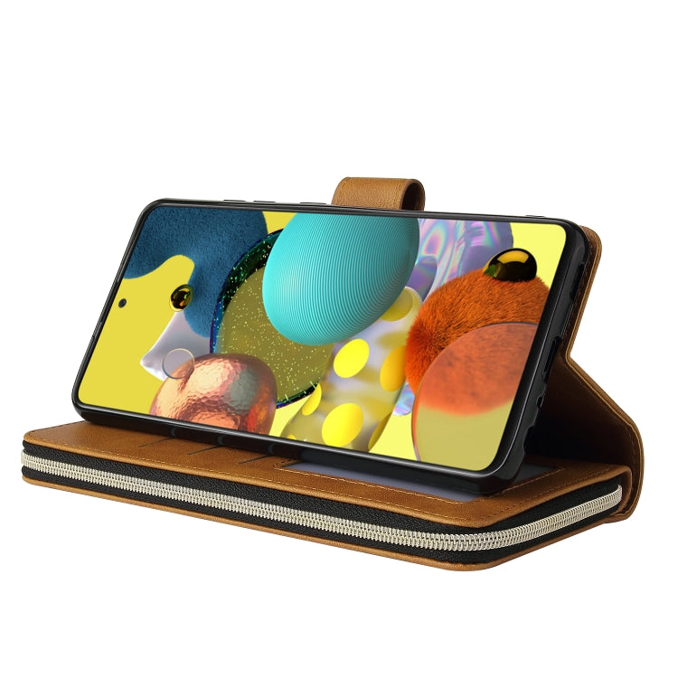 For Samsung Galaxy A52 5G Zipper Wallet Bag Horizontal Flip PU Leather Case with Holder & 9 Card Slots & Wallet & Lanyard & Photo Frame