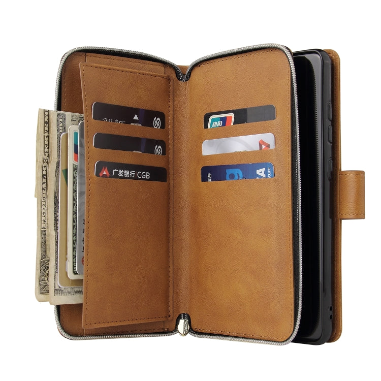 For Samsung Galaxy A52 5G Zipper Wallet Bag Horizontal Flip PU Leather Case with Holder & 9 Card Slots & Wallet & Lanyard & Photo Frame