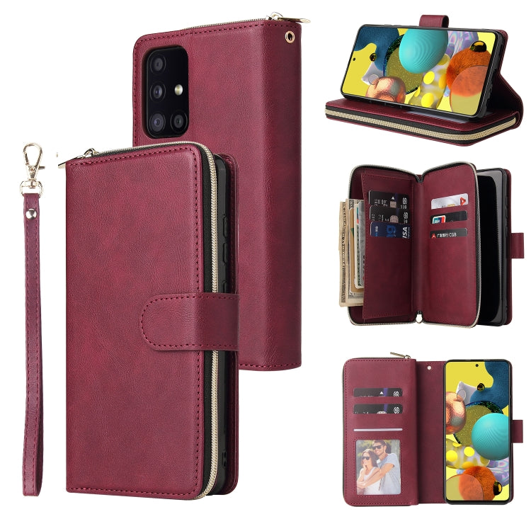 For Samsung Galaxy A52 5G Zipper Wallet Bag Horizontal Flip PU Leather Case with Holder & 9 Card Slots & Wallet & Lanyard & Photo Frame