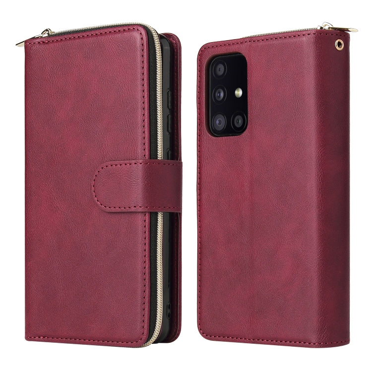 For Samsung Galaxy A52 5G Zipper Wallet Bag Horizontal Flip PU Leather Case with Holder & 9 Card Slots & Wallet & Lanyard & Photo Frame