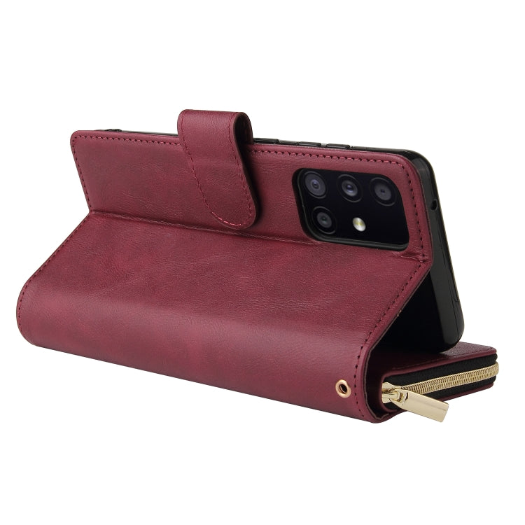 For Samsung Galaxy A52 5G Zipper Wallet Bag Horizontal Flip PU Leather Case with Holder & 9 Card Slots & Wallet & Lanyard & Photo Frame