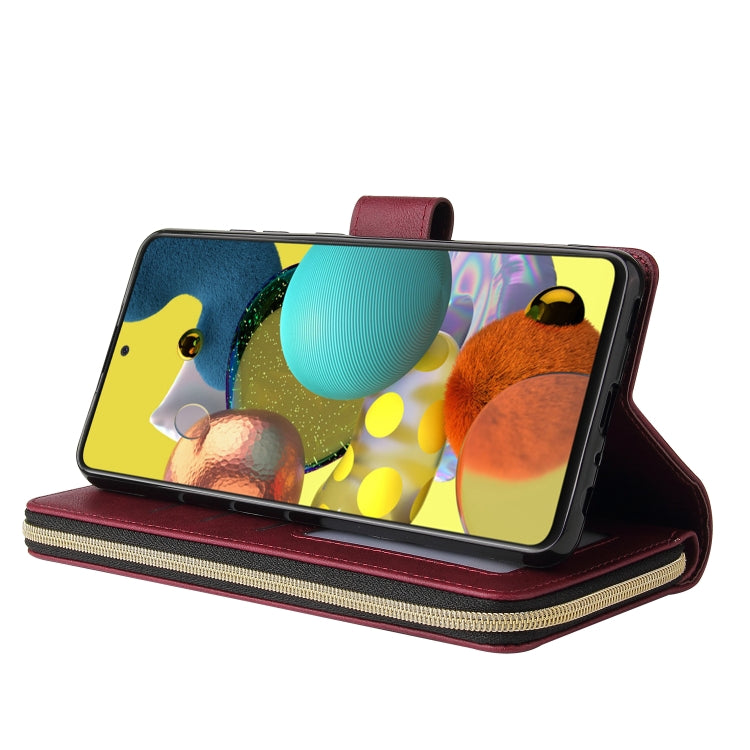 For Samsung Galaxy A52 5G Zipper Wallet Bag Horizontal Flip PU Leather Case with Holder & 9 Card Slots & Wallet & Lanyard & Photo Frame