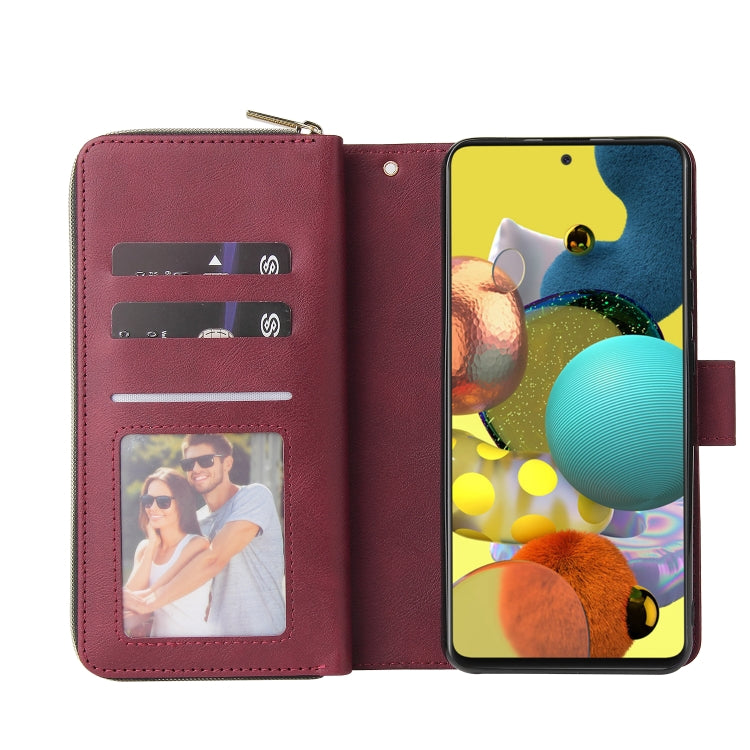 For Samsung Galaxy A52 5G Zipper Wallet Bag Horizontal Flip PU Leather Case with Holder & 9 Card Slots & Wallet & Lanyard & Photo Frame