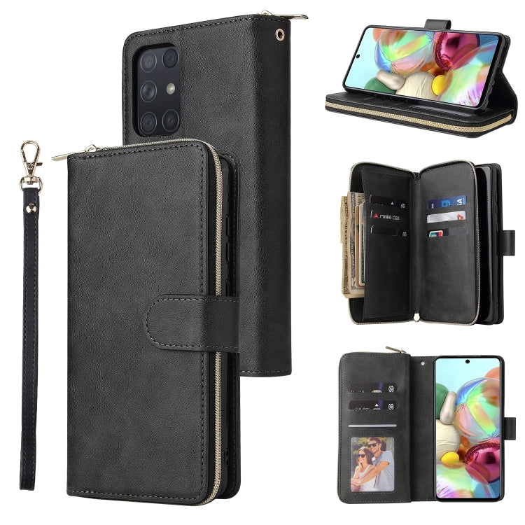 For Samsung Galaxy A72 5G Zipper Wallet Bag Horizontal Flip PU Leather Case with Holder & 9 Card Slots & Wallet & Lanyard & Photo Frame