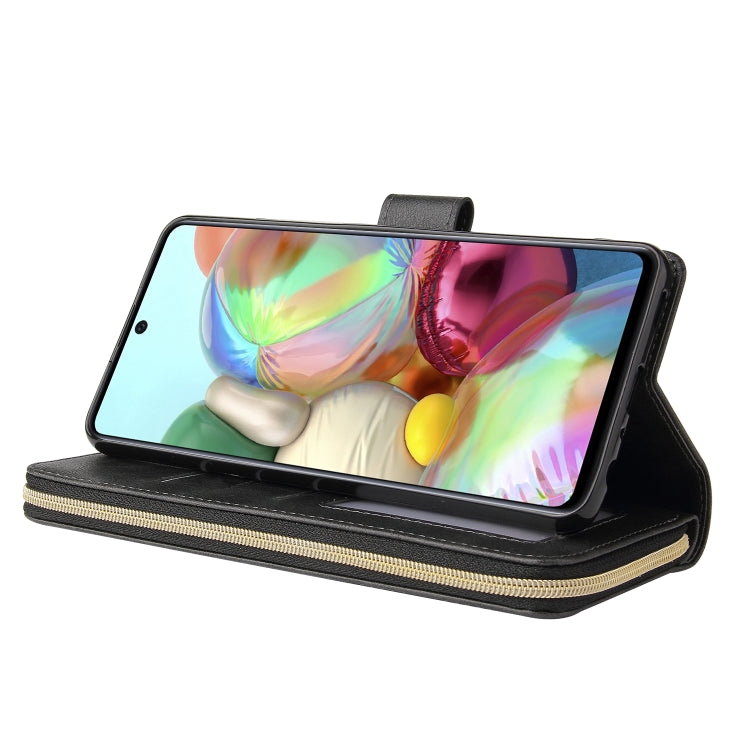 For Samsung Galaxy A72 5G Zipper Wallet Bag Horizontal Flip PU Leather Case with Holder & 9 Card Slots & Wallet & Lanyard & Photo Frame