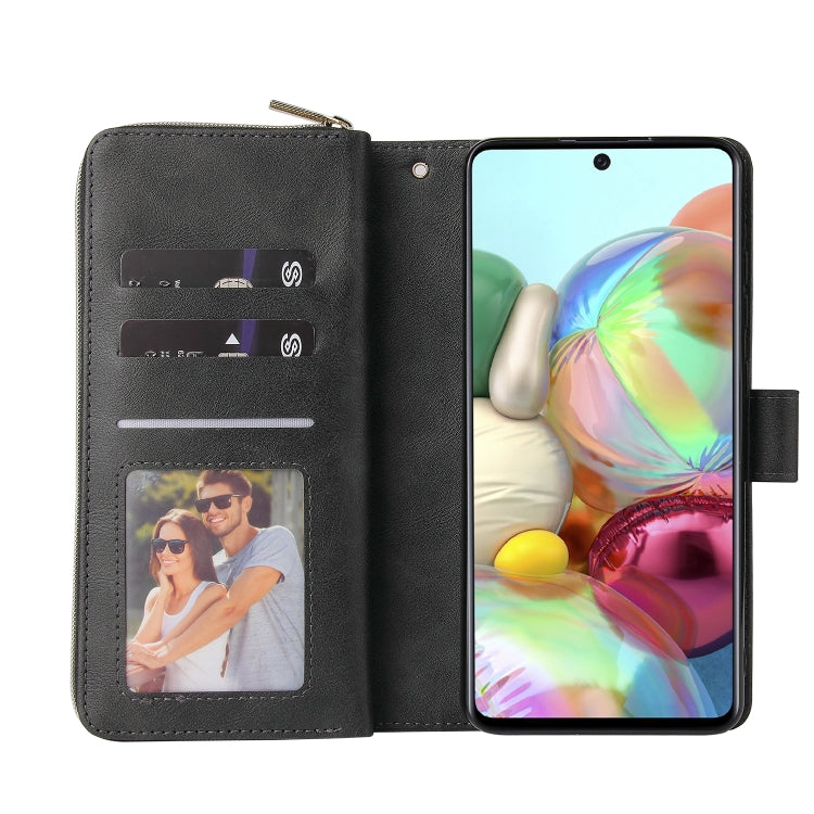For Samsung Galaxy A72 5G Zipper Wallet Bag Horizontal Flip PU Leather Case with Holder & 9 Card Slots & Wallet & Lanyard & Photo Frame