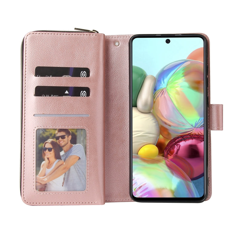 For Samsung Galaxy A72 5G Zipper Wallet Bag Horizontal Flip PU Leather Case with Holder & 9 Card Slots & Wallet & Lanyard & Photo Frame