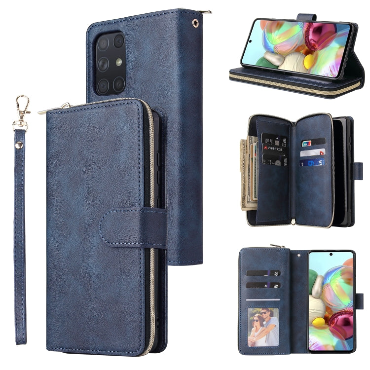 For Samsung Galaxy A72 5G Zipper Wallet Bag Horizontal Flip PU Leather Case with Holder & 9 Card Slots & Wallet & Lanyard & Photo Frame