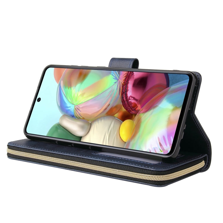 For Samsung Galaxy A72 5G Zipper Wallet Bag Horizontal Flip PU Leather Case with Holder & 9 Card Slots & Wallet & Lanyard & Photo Frame