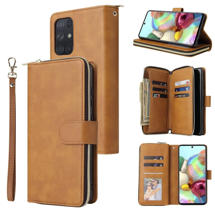 For Samsung Galaxy A72 5G Zipper Wallet Bag Horizontal Flip PU Leather Case with Holder & 9 Card Slots & Wallet & Lanyard & Photo Frame