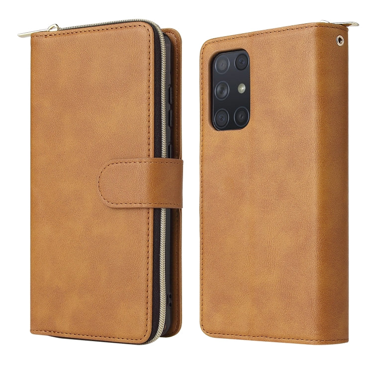 For Samsung Galaxy A72 5G Zipper Wallet Bag Horizontal Flip PU Leather Case with Holder & 9 Card Slots & Wallet & Lanyard & Photo Frame