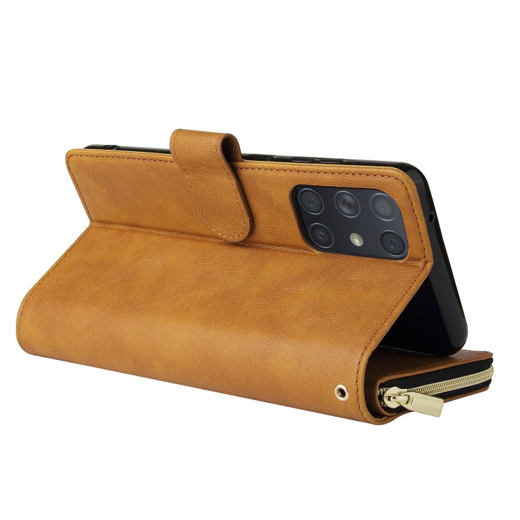 For Samsung Galaxy A72 5G Zipper Wallet Bag Horizontal Flip PU Leather Case with Holder & 9 Card Slots & Wallet & Lanyard & Photo Frame