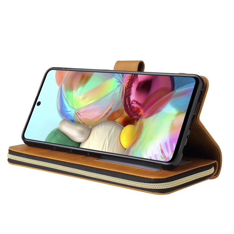 For Samsung Galaxy A72 5G Zipper Wallet Bag Horizontal Flip PU Leather Case with Holder & 9 Card Slots & Wallet & Lanyard & Photo Frame