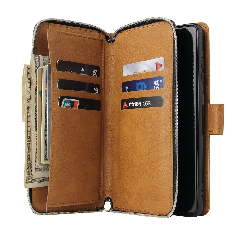For Samsung Galaxy A72 5G Zipper Wallet Bag Horizontal Flip PU Leather Case with Holder & 9 Card Slots & Wallet & Lanyard & Photo Frame