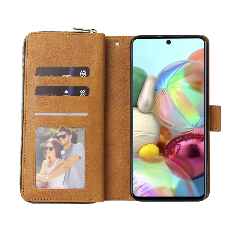 For Samsung Galaxy A72 5G Zipper Wallet Bag Horizontal Flip PU Leather Case with Holder & 9 Card Slots & Wallet & Lanyard & Photo Frame