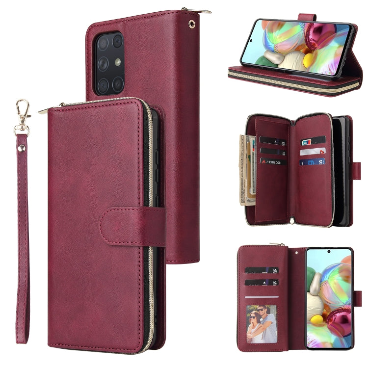 For Samsung Galaxy A72 5G Zipper Wallet Bag Horizontal Flip PU Leather Case with Holder & 9 Card Slots & Wallet & Lanyard & Photo Frame