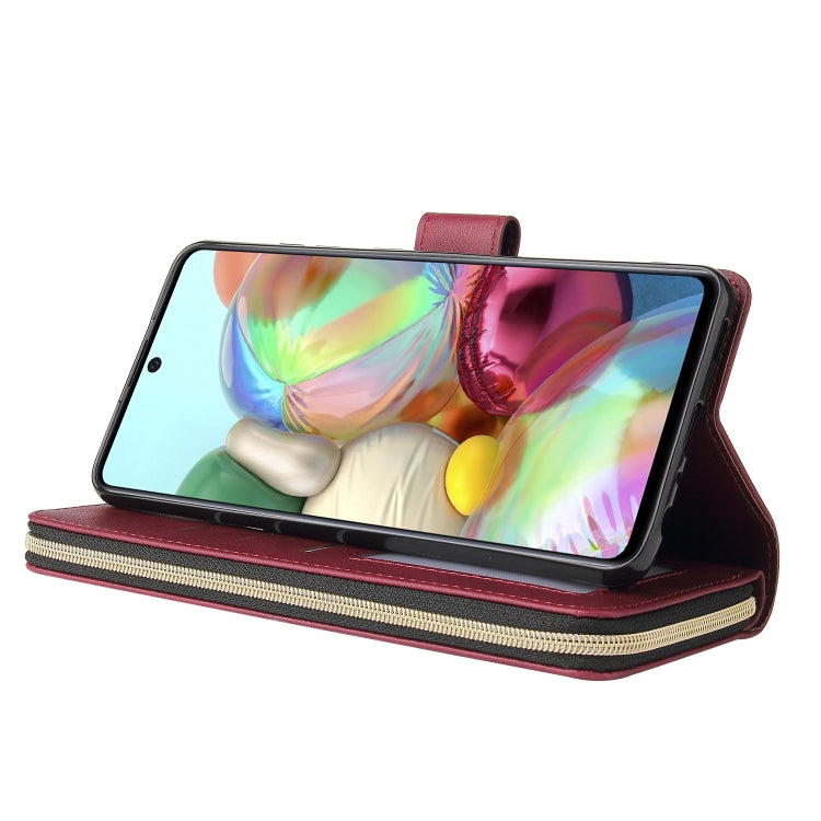 For Samsung Galaxy A72 5G Zipper Wallet Bag Horizontal Flip PU Leather Case with Holder & 9 Card Slots & Wallet & Lanyard & Photo Frame