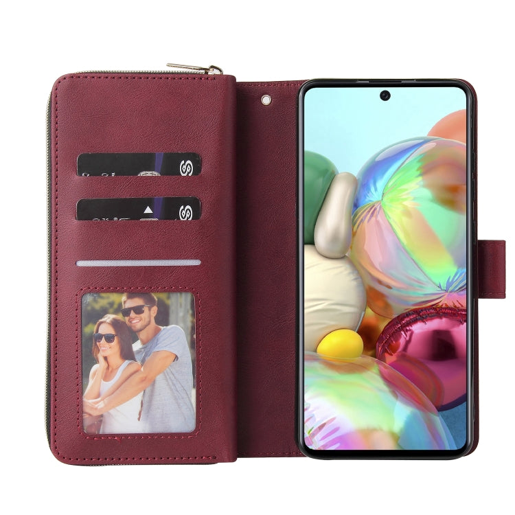 For Samsung Galaxy A72 5G Zipper Wallet Bag Horizontal Flip PU Leather Case with Holder & 9 Card Slots & Wallet & Lanyard & Photo Frame