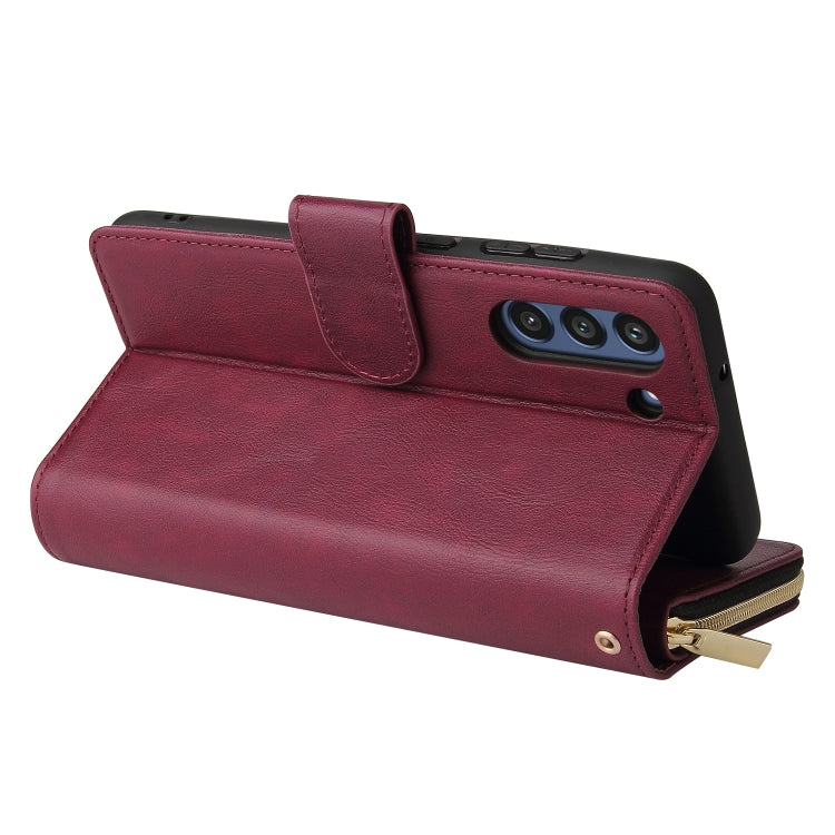 For Samsung Galaxy S21 FE Zipper Wallet Bag Horizontal Flip PU Leather Case with Holder & 9 Card Slots & Wallet & Lanyard & Photo Frame