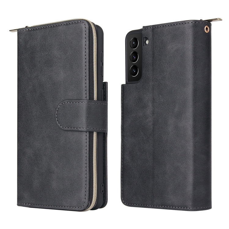 For Samsung Galaxy S21+ Zipper Wallet Bag Horizontal Flip PU Leather Case with Holder & 9 Card Slots & Wallet & Lanyard & Photo Frame