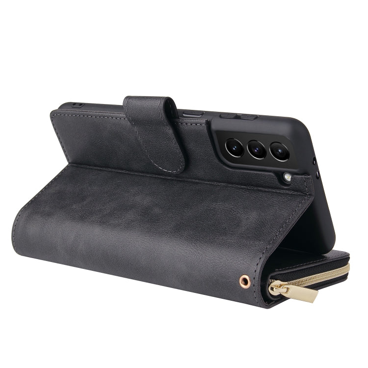 For Samsung Galaxy S21+ Zipper Wallet Bag Horizontal Flip PU Leather Case with Holder & 9 Card Slots & Wallet & Lanyard & Photo Frame