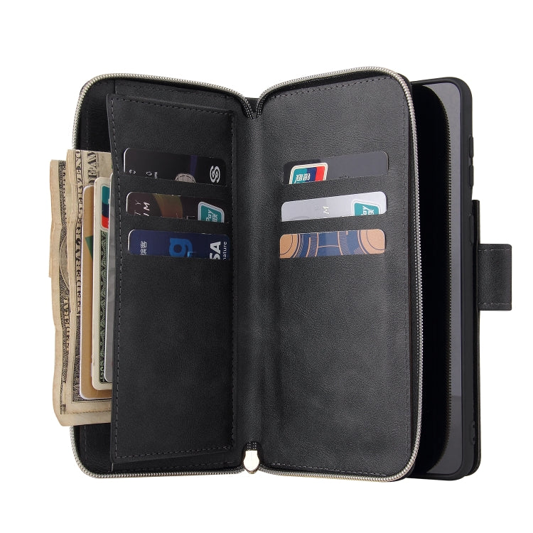 For Samsung Galaxy S21+ Zipper Wallet Bag Horizontal Flip PU Leather Case with Holder & 9 Card Slots & Wallet & Lanyard & Photo Frame