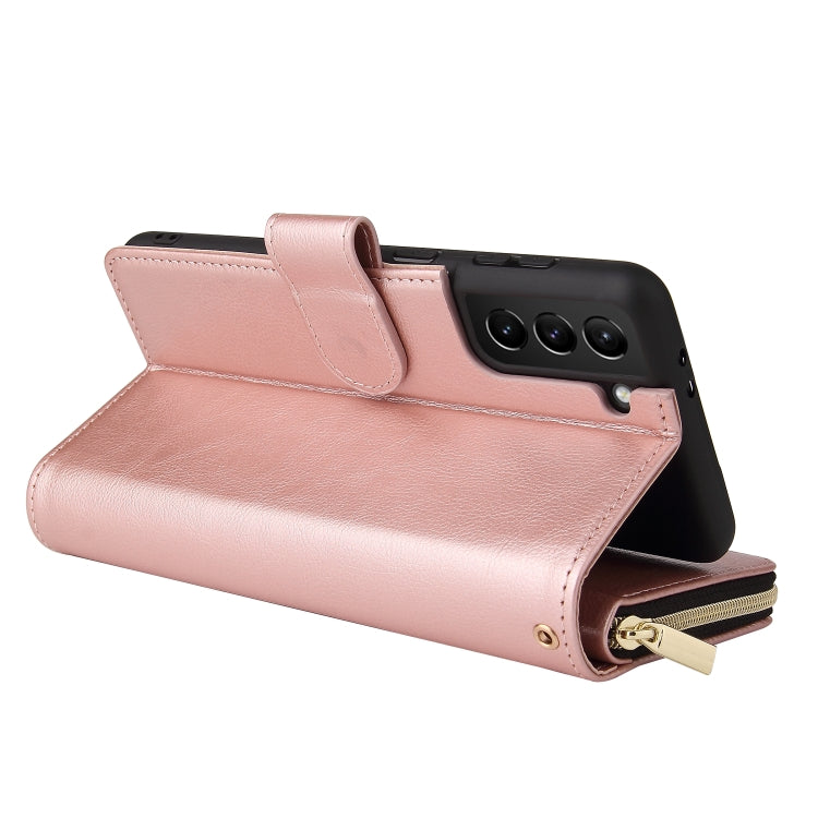 For Samsung Galaxy S21+ Zipper Wallet Bag Horizontal Flip PU Leather Case with Holder & 9 Card Slots & Wallet & Lanyard & Photo Frame