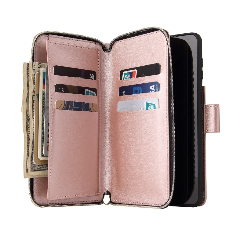 For Samsung Galaxy S21+ Zipper Wallet Bag Horizontal Flip PU Leather Case with Holder & 9 Card Slots & Wallet & Lanyard & Photo Frame
