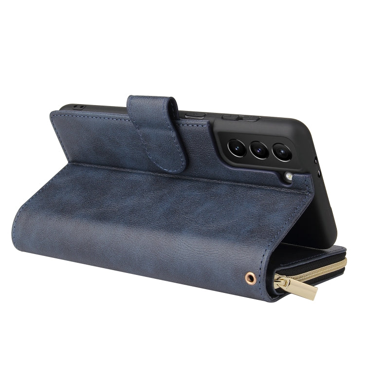 For Samsung Galaxy S21+ Zipper Wallet Bag Horizontal Flip PU Leather Case with Holder & 9 Card Slots & Wallet & Lanyard & Photo Frame