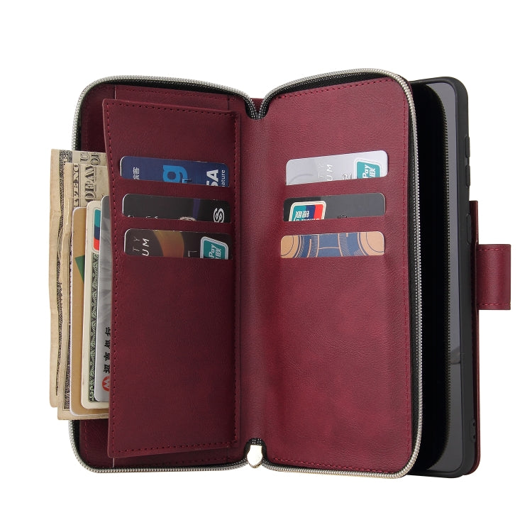For Samsung Galaxy S21+ Zipper Wallet Bag Horizontal Flip PU Leather Case with Holder & 9 Card Slots & Wallet & Lanyard & Photo Frame