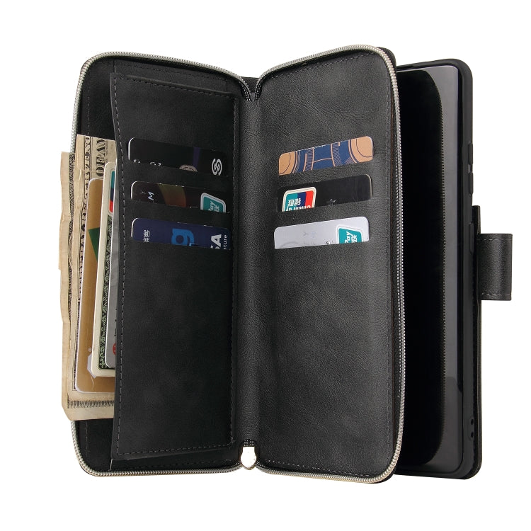 For Samsung Galaxy S21 Ultra Zipper Wallet Bag Horizontal Flip PU Leather Case with Holder & 9 Card Slots & Wallet & Lanyard & Photo Frame
