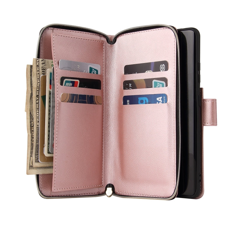 For Samsung Galaxy S21 Ultra Zipper Wallet Bag Horizontal Flip PU Leather Case with Holder & 9 Card Slots & Wallet & Lanyard & Photo Frame