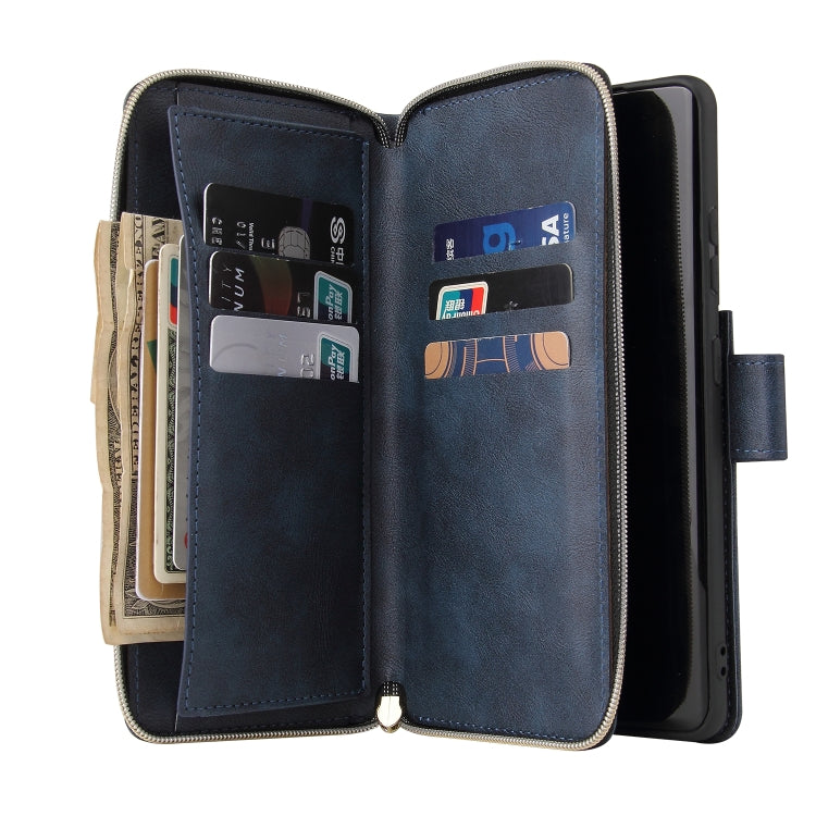 For Samsung Galaxy S21 Ultra Zipper Wallet Bag Horizontal Flip PU Leather Case with Holder & 9 Card Slots & Wallet & Lanyard & Photo Frame