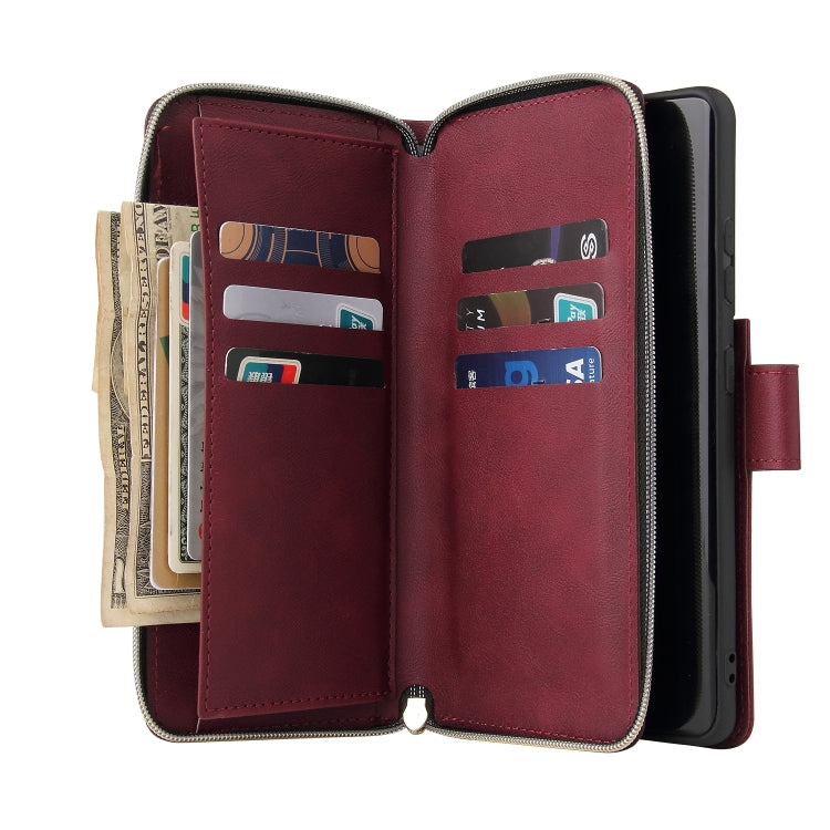 For Samsung Galaxy S21 Ultra Zipper Wallet Bag Horizontal Flip PU Leather Case with Holder & 9 Card Slots & Wallet & Lanyard & Photo Frame
