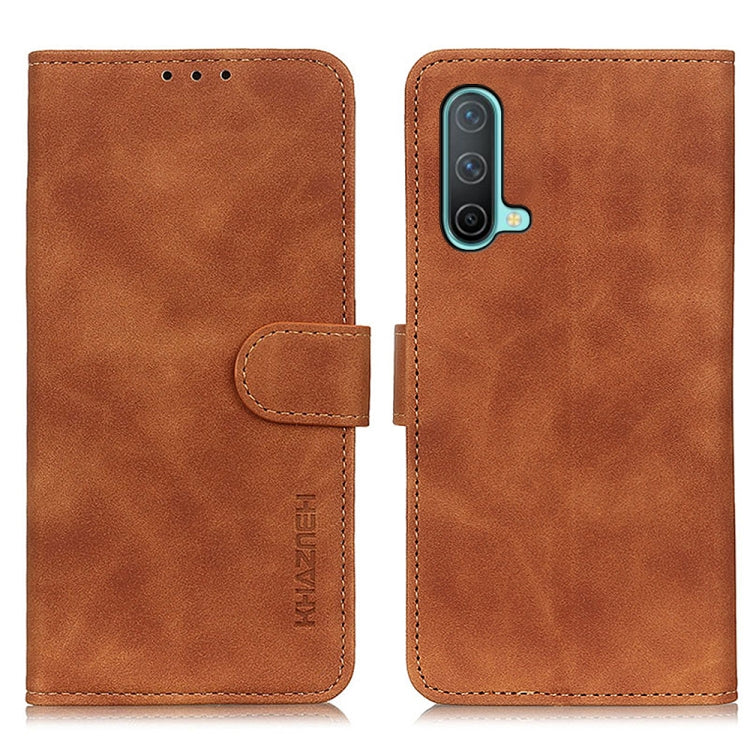 For OnePlus Nord CE 5G KHAZNEH Retro Texture PU + TPU Horizontal Flip Leather Case with Holder & Card Slots & Wallet
