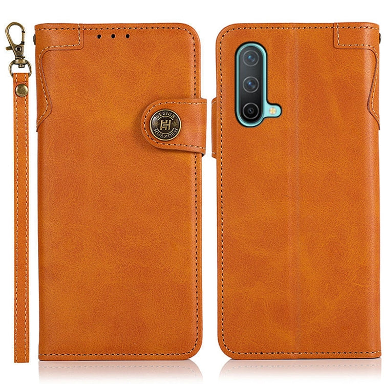 For OnePlus Nord CE 5G KHAZNEH Dual-Splicing Cowhide Texture Horizontal Flip Leather Case with Holder & Card Slots & Wallet & Photo Frame & Lanyard