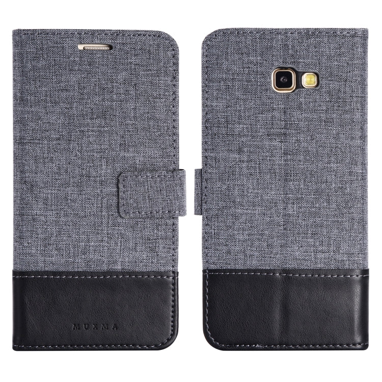 For Galaxy A7 (2017) MUXMA MX102 Horizontal Flip Canvas Leather Case with Stand & Card Slot & Wallet Function