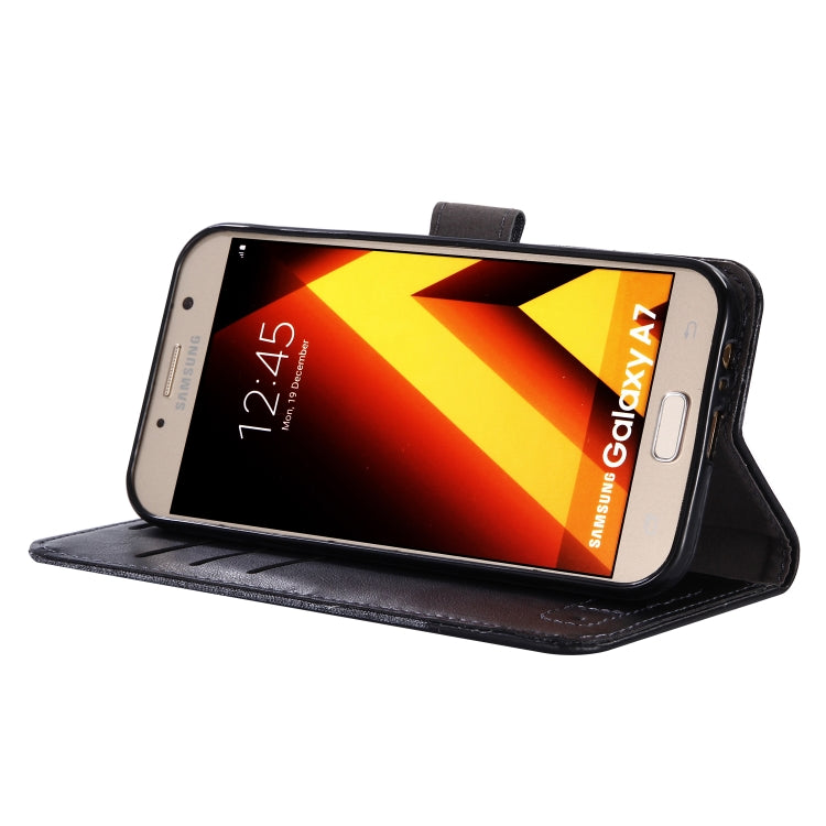 For Galaxy A7 (2017) MUXMA MX102 Horizontal Flip Canvas Leather Case with Stand & Card Slot & Wallet Function