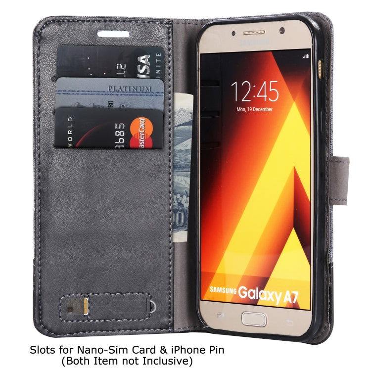 For Galaxy A7 (2017) MUXMA MX102 Horizontal Flip Canvas Leather Case with Stand & Card Slot & Wallet Function