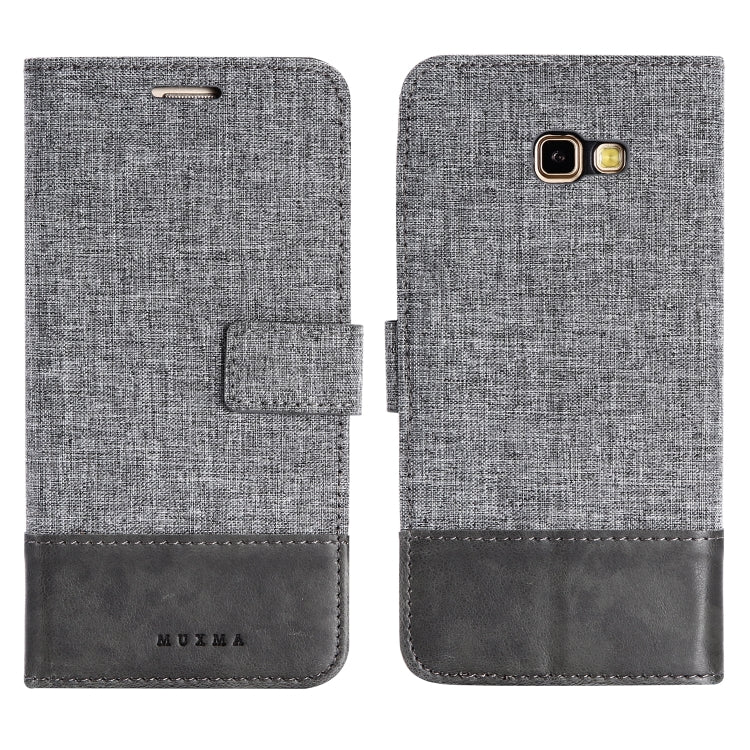 For Galaxy A7 (2017) MUXMA MX102 Horizontal Flip Canvas Leather Case with Stand & Card Slot & Wallet Function