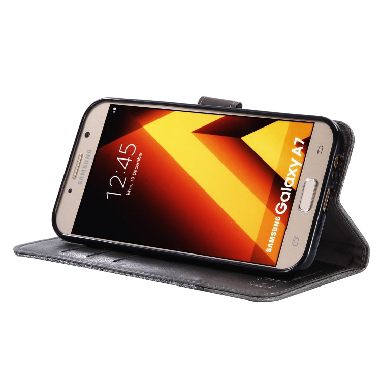 For Galaxy A7 (2017) MUXMA MX102 Horizontal Flip Canvas Leather Case with Stand & Card Slot & Wallet Function